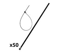 Zenitech - Lot de 50 colliers réutilisables 7,6x 370mm noirs