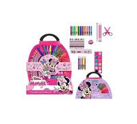 Lot de 50 Coloriages Minnie Mouse - Inclut des Feutres, Aquarelles et Crayons de Couleur - avec Ciseaux et Règle pour faire des Loisirs Créatifs - Produit Original Conçu en Espagne