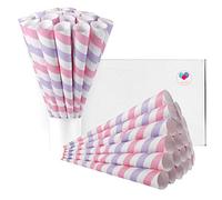 Lot de 50 cônes de barbe à papa de qualité supérieure - Licorne rose et violette - Cônes en papier Candy Park multicolores - Pour machines à barbe à papa et sucre - Fournitures de fête et de