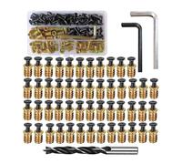 Lot de 50 connecteurs de quincaillerie de meubles de type lourd comprenant 2 clés et 1 foret pour assemblage du bois