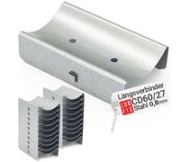 Lot de 50 connecteurs longitudinaux - Pour profilés CD60/27 - 25 x 95 x 60 mm - Tôle d'acier galvanisée - Ailes de sécurité - Raccord de plafond pour cloison sèche - Résistant à la corrosion