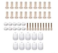 Lot de 50 consommables de découpe plasma pour torche PCM-500i et PT-31XL - Kit de 50 pièces avec électrodes, buses, anneaux tourbillonnants, coupelles de bouclier (1,07 mm,