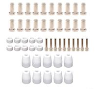 Lot de 50 consommables pour torche de découpe plasma - Électrodes en cuivre, buses, anneaux tourbillonnants - Compatible avec la torche PT-31XL et la machine de découpe plasma PCM-500i, convient