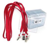 Lot de 50 cordons avec porte-badges en plastique étanche et 50 cordons rouges