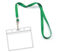 Lot de 50 cordons avec porte-nom étanches avec cordon tour de cou pivotant et clip en J (vert, horizontal)