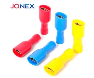 Lot de 50 cosses à sertir de 6,3 mm, connecteurs de fils électriques, femelles isolées Faston pour câbles à connexion rapide, fiches d'épissure F-Red-50PCS
