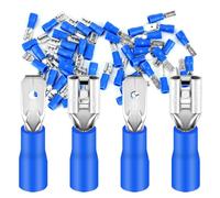 Lot de 50 cosses plates et fiches plates 1,5-2,5 mm² bleu/largeur 4,75 mm partiellement isolé PVC mâle connecteur FDD & MDD connecteur de câble en laiton étamé