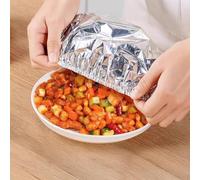 Lot de 50 couvercles alimentaires extensibles en aluminium réutilisables pour la préparation et le stockage des repas, résistants à la chaleur, passent au micro-ondes