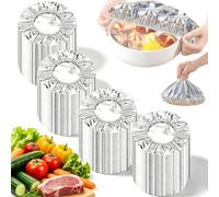 Lot de 50 couvercles alimentaires réutilisables en aluminium épais, résistants à la chaleur de 110 ℃, élastiques pour la préparation des repas, légumes, fruits, restes pour cuisine, pique-nique