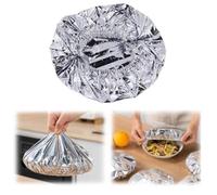 Lot de 50 couvercles alimentaires réutilisables en feuille d'aluminium, couvercles flexibles à isolation thermique pour la préparation des repas, 20 x 20 cm