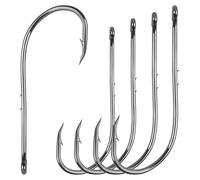 Lot de 50 crochets de pêche avec ardillon, tige longue, 2 supports d'appâts pour eau salée, eau douce (4/0-50 pièces)