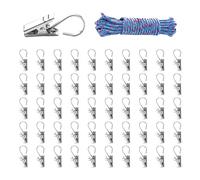 Lot de 50 crochets de rideau de douche en acier inoxydable - 1 pièce - Avec clip - Multifonctionnel