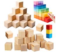 Lot de 50 cubes en bois naturel - 40 x 40 x 40 mm - Pour bricolage, peinture, artisanat, décoration