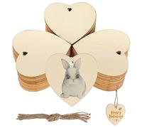 Lot de 50 cœurs décoratifs en bois de 8 cm à écrire - Pour décoration de table de mariage, anniversaire, Noël, Saint Valentin - Décoration murale faite à la main - Livre d'or
