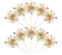 Lot de 50 décorations de gâteaux en forme d'étoile scintillantes pour cupcakes, feux d'artifice, cocktails, aliments, cure-dents en bois pour mariage, fête d'anniversaire, doré