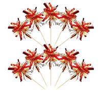 Lot de 50 décorations de gâteaux en forme d'étoile scintillantes pour cupcakes, feux d'artifice, cocktails, aliments en bois, cure-dents décoratifs pour mariage, rouge, doré, argenté