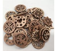 Lot de 50 décorations de Noël en bois en forme de flocon de neige rustiques à suspendre pour fabrication de cartes, scrapbooking, projets d'art et d'artisanat, décorations de vacances