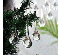 Lot de 50 décorations de Noël en verre transparent en forme de goutte en verre transparent à suspendre pour centres de table, décorations de Noël en cristal en forme de goutte Ornements en cristal