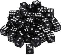 Lot de 50 dés noirs de 8 mm - Accessoires de jeu de table en acrylique de qualité supérieure pour thèmes de casino, enseignement des mathématiques et tours de magie (cadeaux de fête)