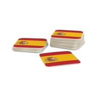 Lot de 50 dessous de verre - En carton carré (9,3 cm x 9,3 cm) - Décoration de table EM avec drapeau espagnol
