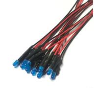 Lot de 50 diodes électroluminescentes pré-câblées multicolores de 3 mm 12 V CC pour loisirs créatifs, clignotants de signal, jouets, voitures, avions (bleu, vert, blanc chaud, rouge, blanc) (bleu)
