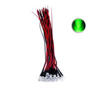 Lot de 50 diodes LED rondes 3 mm, 5 mm, 10 mm devant l'eau câblée 3 V, 5 V, 12 V, rouge, vert, bleu, blanc, RVB, avec support en plastique (vert 520-530 nm (G), 5 mm rond)