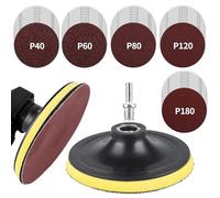 Lot de 50 disques abrasifs 125 mm avec bande et tige M14 pour meuleuse d'angle, disques abrasifs avec grain 40/60/80/120/180 pour bois, métal et polissage de voiture