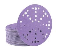 Lot de 50 disques abrasifs de 150 mm, grain 1500, 15,2 cm, 49 trous, dos en film auto-agrippant, disques abrasifs en céramique sans poussière pour ponceuse orbitale aléatoire