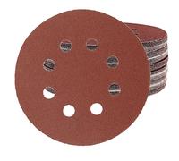 Lot de 50 disques abrasifs grain 80 - 125 mm - Papier abrasif auto-agrippant - Papier abrasif excentrique - Pour ponceuse excentrique - Rouge