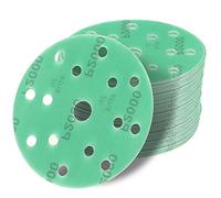 Lot de 50 disques abrasifs Grain P2000, 15 trous, Green Film, papier abrasif velcro adhésive Ponceuse excentrique 150 mm