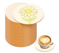 Lot de 50 disques en bois lisses de 10 cm de diamètre - Pour travaux manuels, inscription, sculpture, peinture - Couleur du protocole - 50 cercles