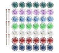 Lot de 50 disques radiaux à poils de 2,5 cm avec tige de 3 mm pour outils de rotation Dremel, meule pour bijoux, bois, métal, polissage, roue à poils grain