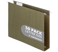 Lot de 50 dossiers suspendus de grande capacité, très résistants avec extension de 5,1 cm, format lettre standard, conçus pour stocker des fichiers volumineux