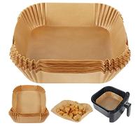 Lot de 50 doublures carrées en papier parchemin pour friteuse à air comprimé jetables, papier sulfurisé, compatible avec les friteuses COSORI, Ninja, Tefal, Russell Hobbs