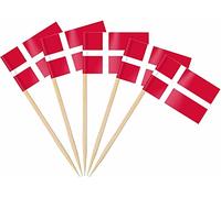 Lot de 50 drapeaux + cure-dents - Pour fête et fête de pays - Décoration de fête - Drapeau - Édition : Danemark