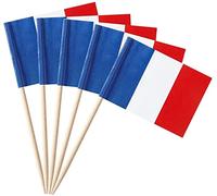 Lot de 50 Drapeaux + Cure-Dents - Pour Fête et Pays - Décoration de Table - Drapeau National - Édition : France
