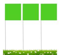 Lot de 50 drapeaux de marquage verts de 12,5 x 9,7 cm avec poteau en acier de 38,9 cm pour marquage de pelouse, paysage, cour, jardin pour services publics souterrains, aménagement paysager industriel