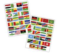 Lot de 50 drapeaux de pays sur 2 feuilles DIN A4 chaque drapeau 4,9 x 3,3 cm autocollant pour modélisme, vélo, voiture, moto, décoration pays R108 (Afrique)