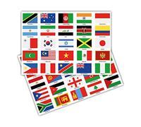 Lot de 50 drapeaux de pays sur 2 feuilles DIN A4 - Chaque drapeau 4,9 x 3,3 cm - Autocollant pour modélisme - Vélo, voiture, moto - Décoration pays R108 (monde entier)