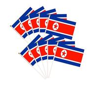 Lot de 50 drapeaux nord-coréens miniatures de la Corée du Nord sur bâton, décorations de fête pour défilés, festivals internationaux