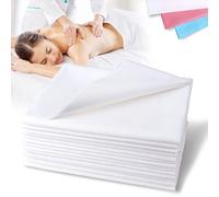 Lot de 50 draps de lit jetables imperméables pour spa, table de massage, hôtel, tissu non tissé 78,7 x 298,7 cm, blanc