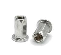 Lot de 50 écrous à riveter en alliage d'aluminium M3 M4 M5 M6 M8 M10, écrous à riveter hexagonaux ronds à tête plate métrique, filetage borgne, capuchon fileté(Hex Type,M5-15 (50Pcs))