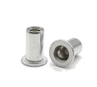 Lot de 50 écrous à riveter en alliage d'aluminium M3 M4 M5 M6 M8 M10, écrous à riveter hexagonaux ronds à tête plate métrique, filetage borgne, capuchon fileté(Round Type B,M5-15 (50Pcs))