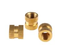 Lot de 50 écrous moletés ronds en laiton massif, filetage métrique, cuivre pur, for moulage par injection, diamètre extérieur 3,5 à 4, mm, M2, ., M3(M3x6mm (OD5mm))