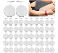 Lot de 50 électrodes rondes autocollantes de 4 cm - Électrodes TENS-EMS réutilisables - Électrodes adhésives Pigtail avec une meilleure performance auto-adhésive - Design non irritant