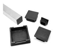 Lot de 50 embouts carrés en plastique noir pour meubles, table, chaise, protection de sol, 13 x 13 mm