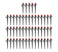 Lot de 50 émetteurs goutte à goutte réglables avec arroseur de pulvérisation pour systèmes d'irrigation de jardin compatibles avec les tubes de petit diamètre (rouge)