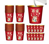 Lot de 50 en carton rouge Année du serpent | Festival du printemps | Lot de 50 à eau pour la maison, le Nouvel An, décoration chinoise, feuille d'or pour la maison