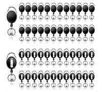 Lot de 50 enrouleurs de badges robustes, rétractables, avec mousqueton, clip ceinture et porte-clés for carte d'identité, porte-clés, noir Pour Carte D'Identité