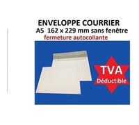lot de 50 enveloppes courrier A5 - C5 papier velin blanc 90g format 162 x 229 mm une enveloppe blanche avec fermeture bande adhésive autocollante siliconnée